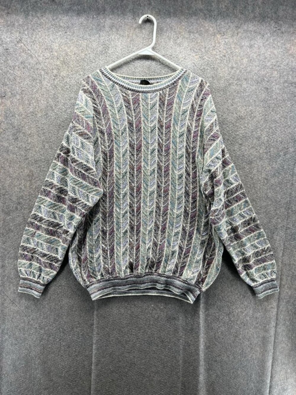 Tosani Sweater Mens Large Multicolor Crew Neck Knit Pullover Made In Canada 90s